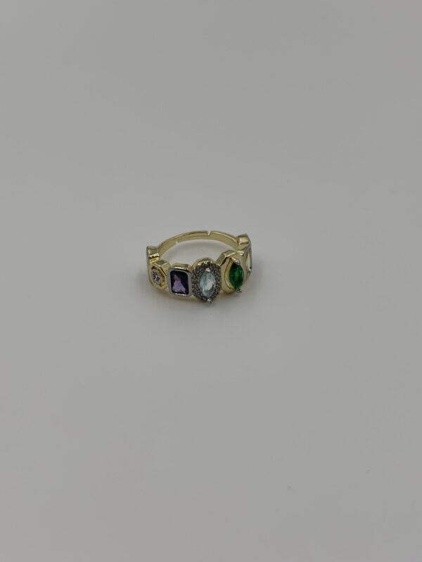 Renkli Taşlı Çelik Yüzük