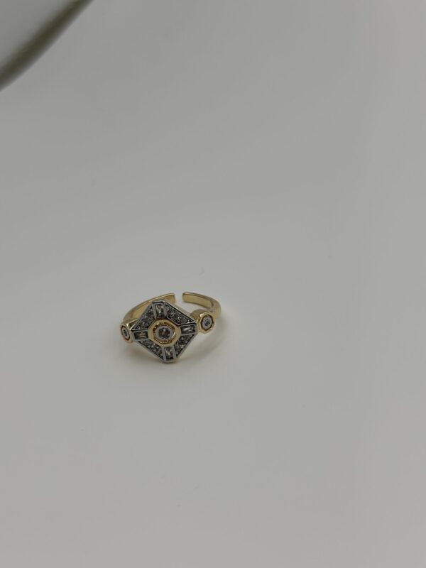 Geometrik Taşlı Çelik Yüzük
