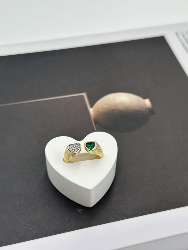 İkili Kalp Işıltısı Çelik Yüzük