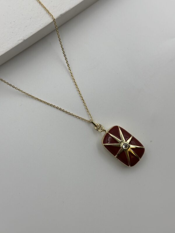 SOLARİS KIRMIZI MİNE TAŞLI KOLYE