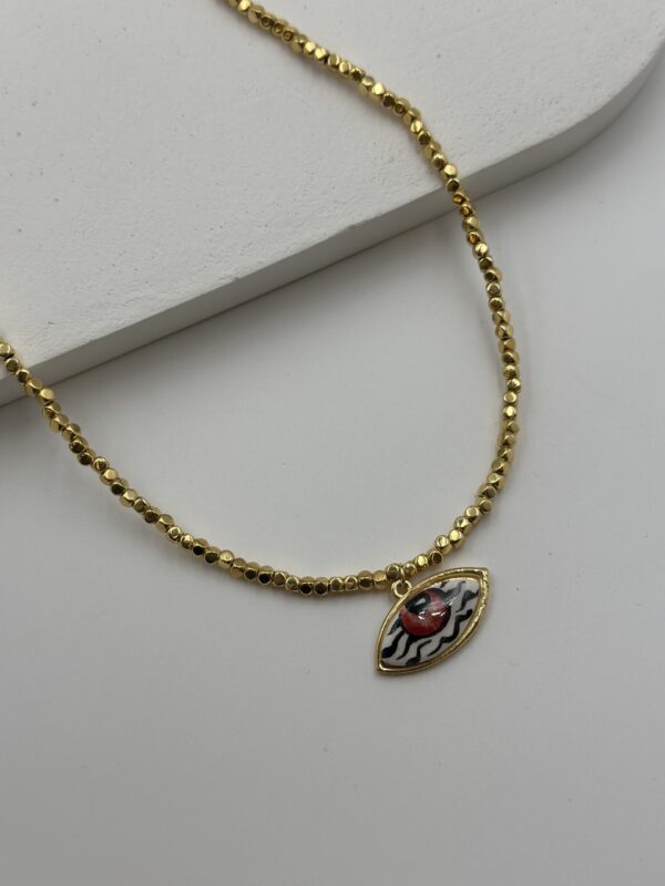 KIRMIZI GÖZ MOTİFLİ BOHEM KOLYE