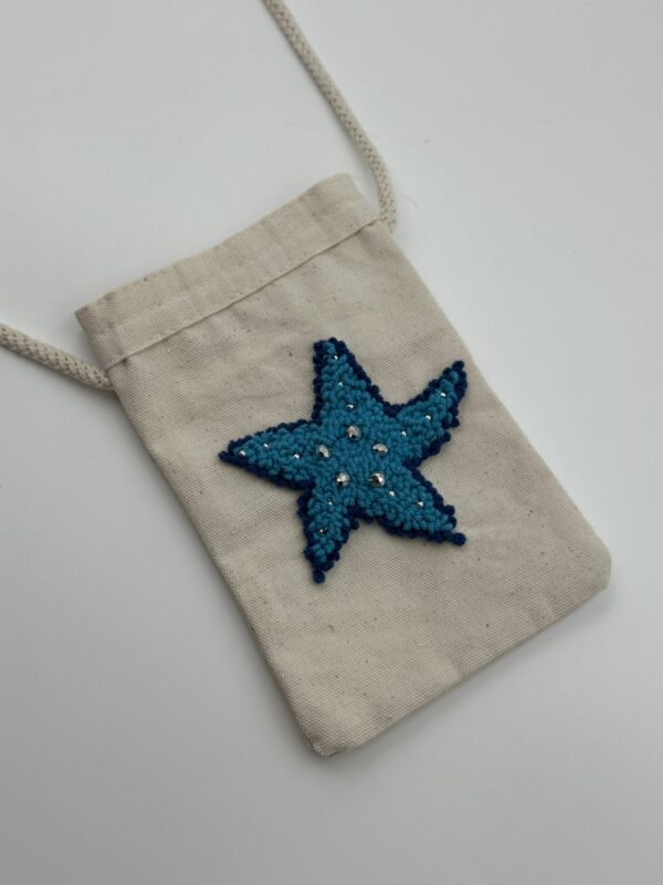 DENİZ YILDIZI DESENLİ BEZ MİNİ ÇANTA