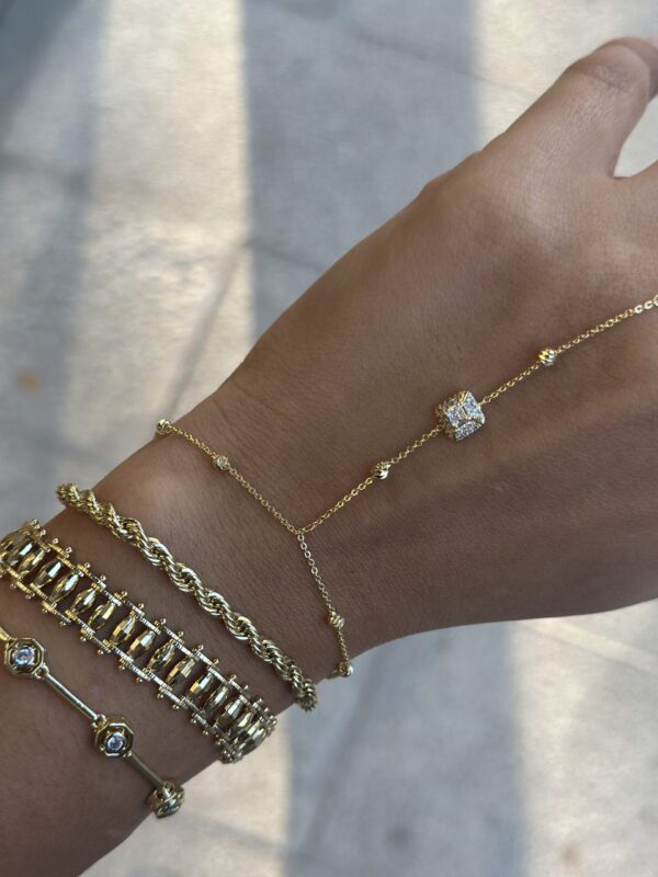 KARE BAGET TAŞLI İNCE ZİNCİR GOLD ŞAHMERAN