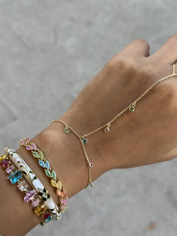 PASTEL RENK TAŞ DETAYLI GOLD ŞAHMERAN