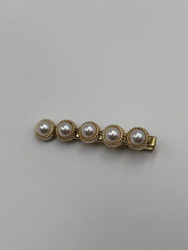 Beşli İnci Detaylı Altın Renkli Saç Tokası