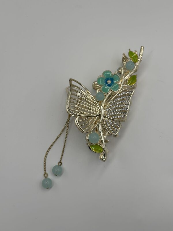 MAVİ ÇİÇEK&KELEBEK ZARİF TOKA