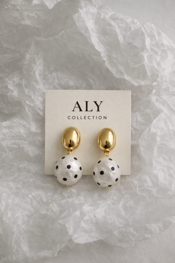 Polka Lumi Gold Detay Benekli Küpe