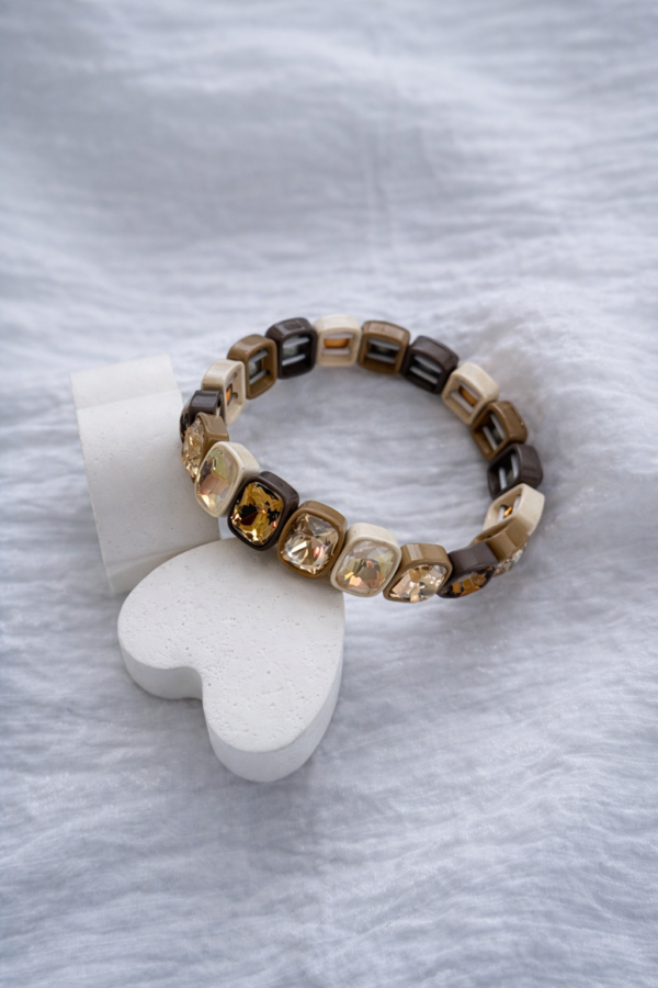 Vintage Kahve Cam Taş Esnek Bileklik