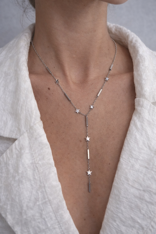 Silver Yıldız Detay Y kolye