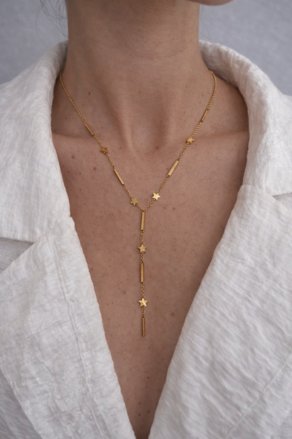 gold Yıldız Detay Y kolye