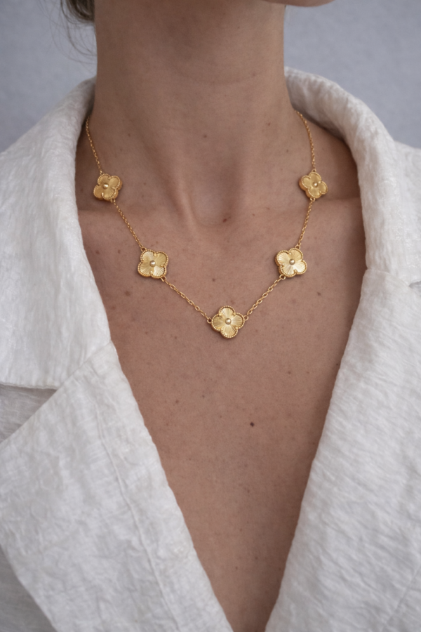 Yonca GOLD taş Detay Kolye