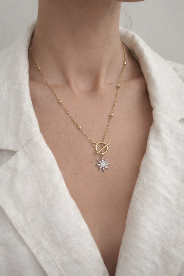 KUZEY YILDIZI ZARİF ÇELİK KOLYE