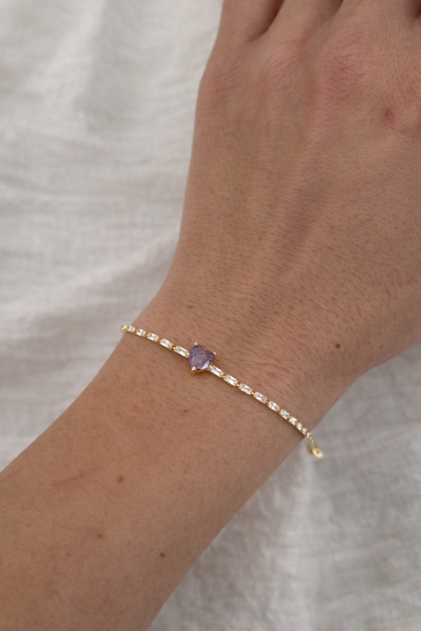 Minimalist gold Lila taş parıltılı bileklik